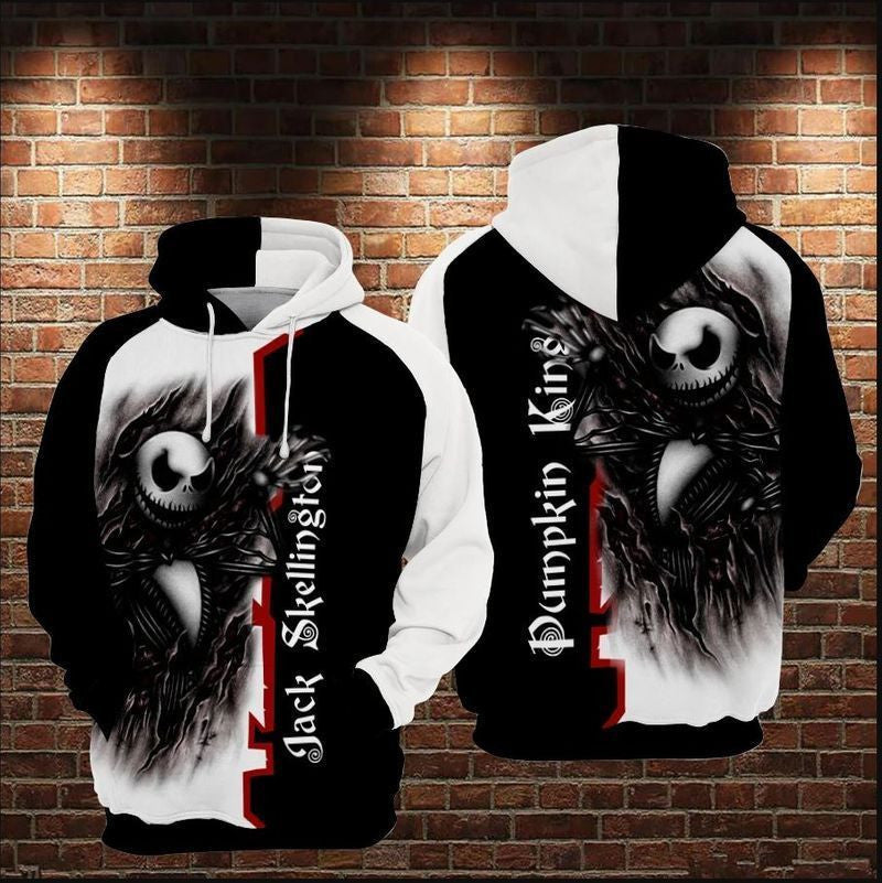 Jack Skellington Black White Over Print 3d Hoodie Zip Hoodie 230