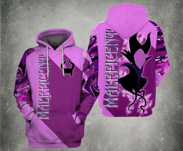 Disney Villain Maleficient Silhouette Purple 3d Hoodie Zip Hoodie
