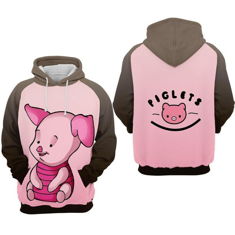 Cute Baby Piglet Winnie The Pooh Over Print 3d Hoodie Zip Hoodie