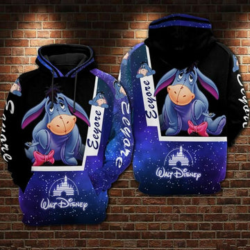 Eeyore Cartoon Winnie The Pooh Walt Disney Over Print 3d Hoodie Zip Hoodie
