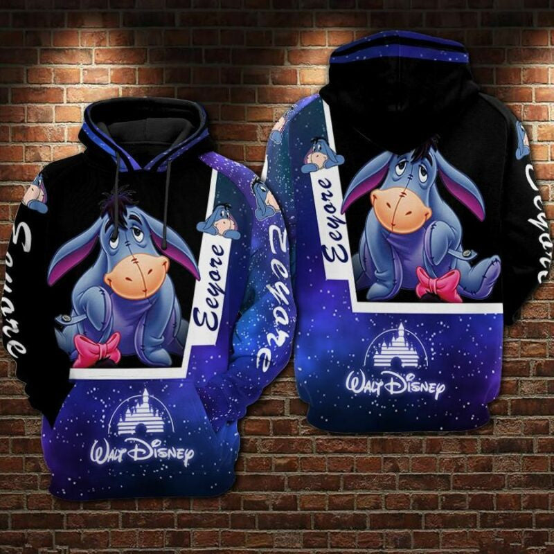 Eeyore Cartoon Winnie The Pooh Walt Disney Over Print 3d Hoodie Zip Hoodie
