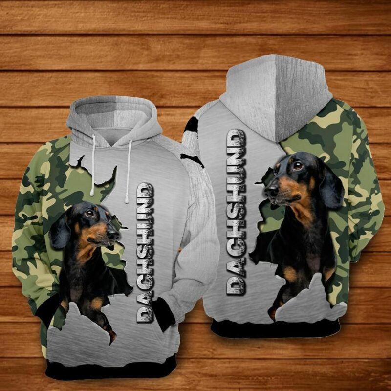 Dachshund Over Print 3d Hoodie Zip Hoodie