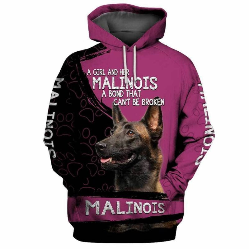 Malinois A Girl And Her Malinois A Bond That Can't Be Broken Over Print 3d Hoodie Zip Hoodie