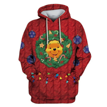 Disney Winnie The Pooh Hoodie Pooh Wreath Bauble Christmas 3d Hoodie Zip Hoodie