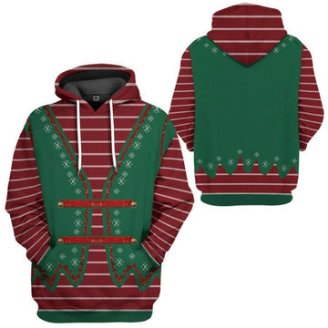 Christmas Elf Striped Red Green 3d Hoodie Zip Hoodie