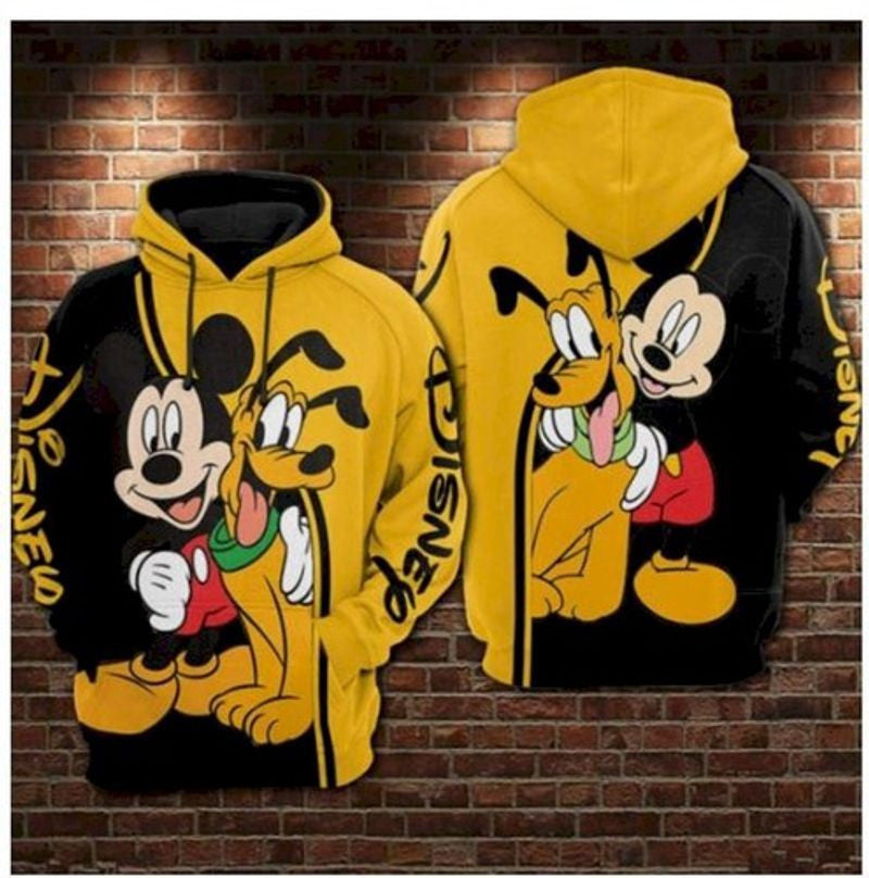 Mickey Mouse And Pluto Disney 3d Hoodie