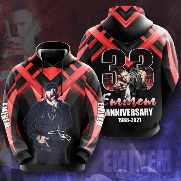 Eminem 33th Anniversary 1988 2021 Signature Design Gift For Fan Custom 3d Hoodie All Over Printed Hoodie