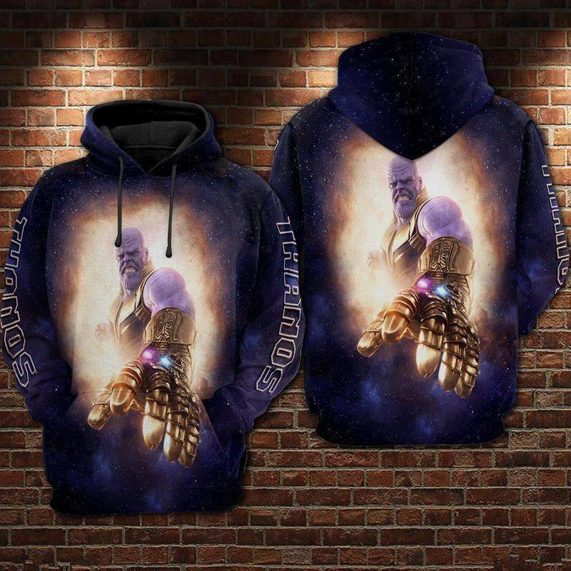 Marvel Thanos With The Infinity Gauntlet Galaxy Blue 3d Hoodie Zip Hoodie