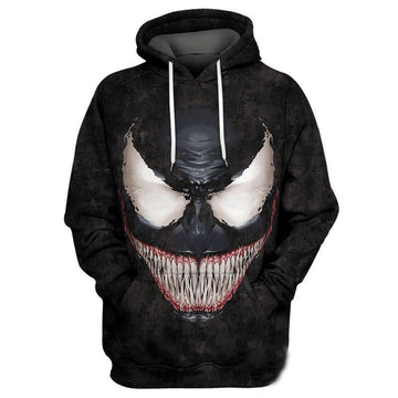 Venom Smile Over Print 3d Hoodie Zip Hoodie