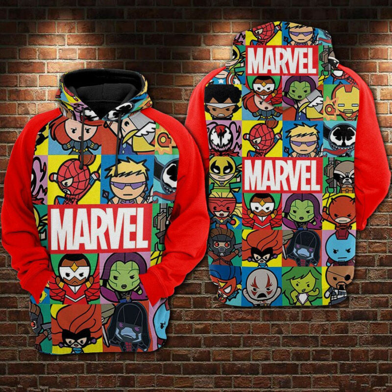 Marvel Cartoon 3d Hoodie Zip Hoodie Red Custom