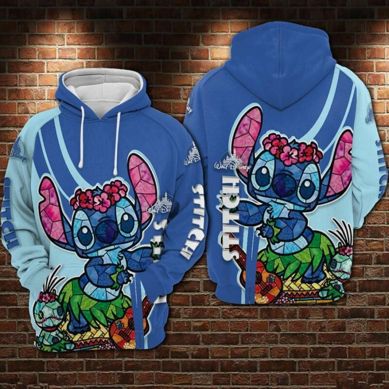Stitch Hawaii Cartoon Lilo &amp; Stitch 2 Over Print 3d Hoodie Zip Hoodie
