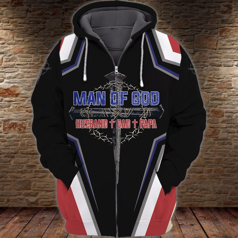 Father's Day Man Of God Husband Dad Papa For Men And Women 3d Hoodie Zip Hoodie
