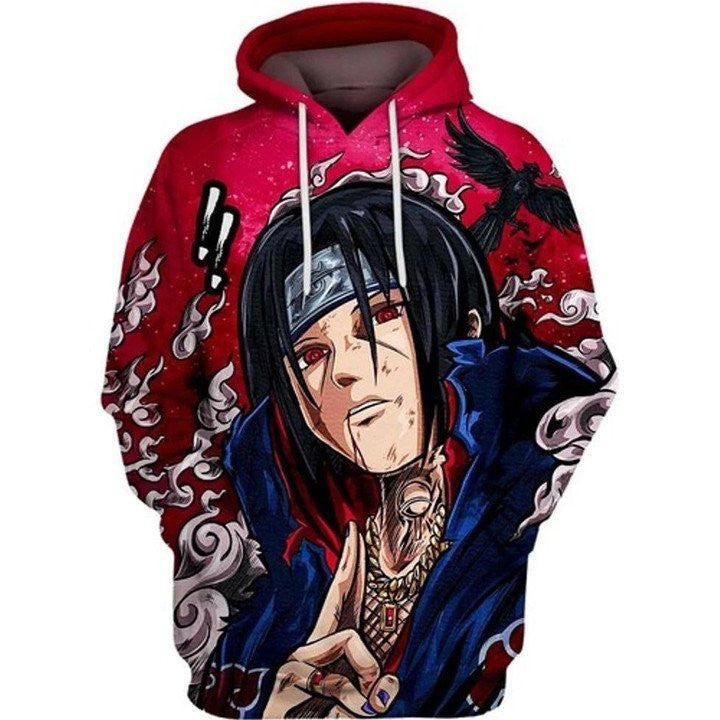 Itachi Uchiha Charisma Naruto Anime All Over Printing 3d Hoodie Zip Hoodie