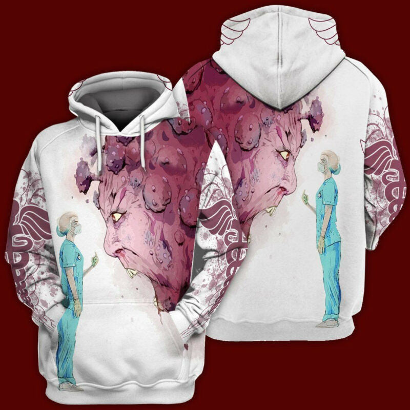 Nurse On The Frontline Virus Fighting Hoodie Zip Hoodie