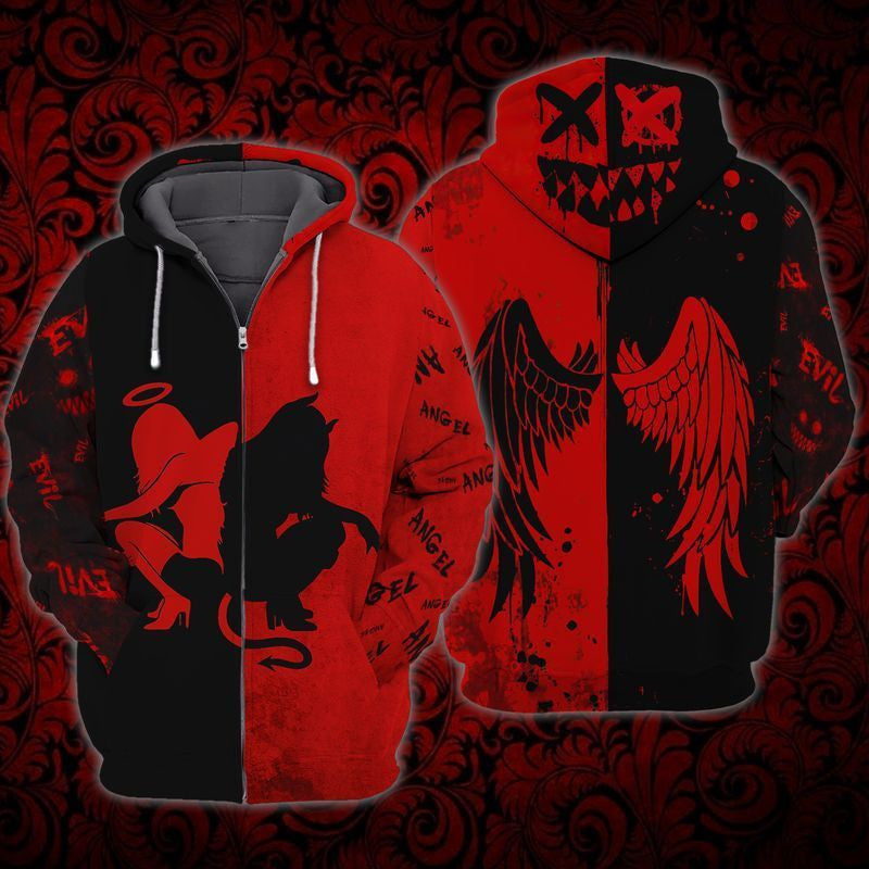 Angel And Evil For Men And Women 3d Hoodie Zip Hoodie