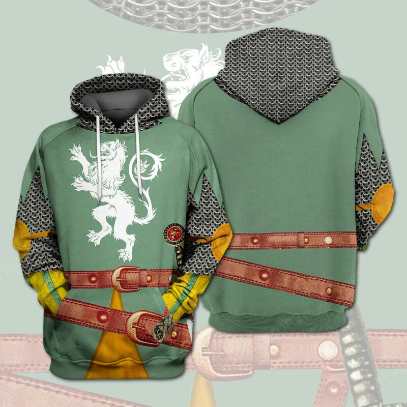 Men's Historical Hoodie Medieval Knight 3d Hoodie Zip Hoodie