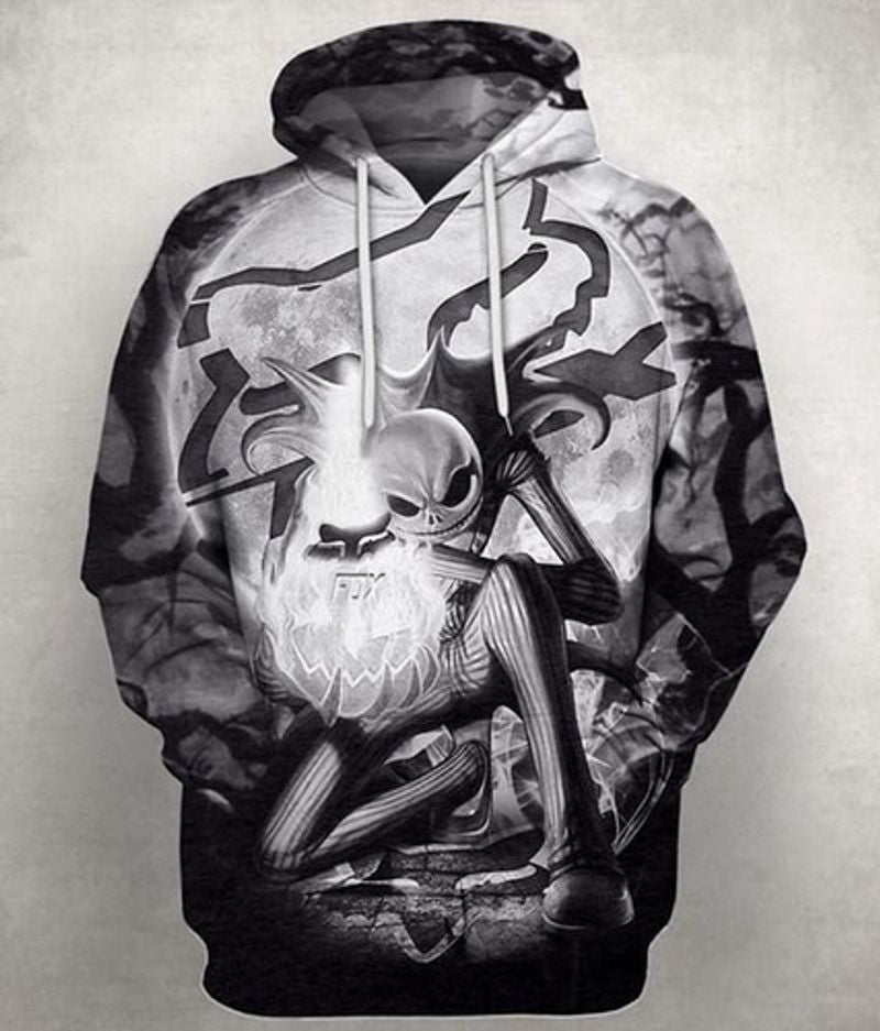 Jack Skellington Fox Dirt Bike Flame All Over Printing 3d Hoodie 180