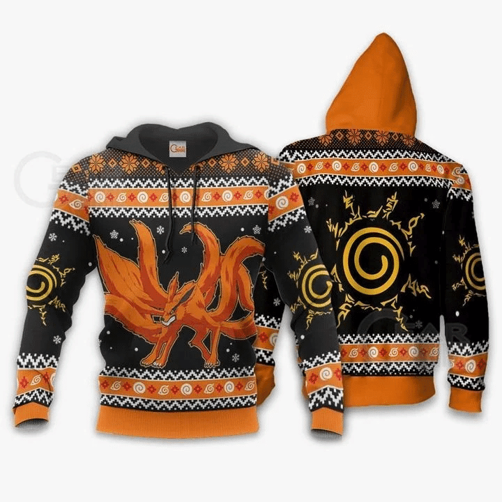Kurama Nine Tails Ugly Christmas Anime Manga Naruto For Men And Women 3d Hoodie Zip Hoodie