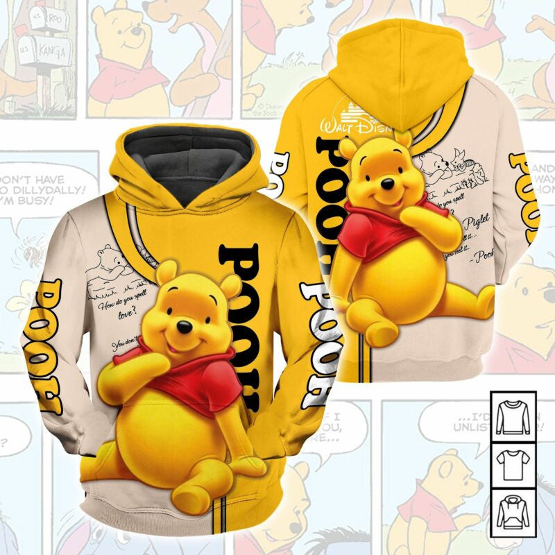 Cartoon Character Winnie The Pooh Hoodie All Over Printed 3d Unisex Men Women