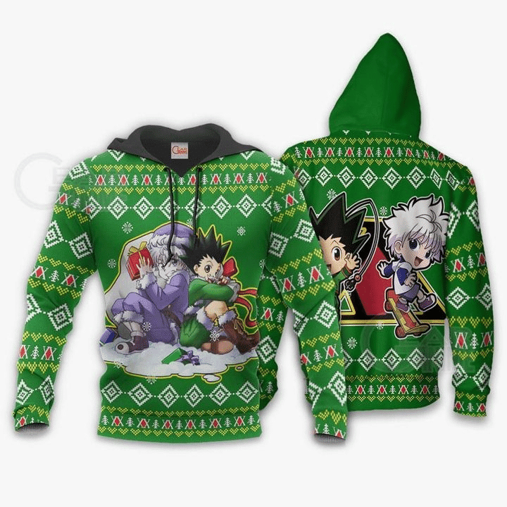 Gon &amp; Killua Hxh Ugly Christmas Hunter X Hunter Anime Manga For Men And Women 3d Hoodie Zip Hoodie