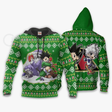 Gon &amp; Killua Hxh Ugly Christmas Hunter X Hunter Anime Manga For Men And Women 3d Hoodie Zip Hoodie