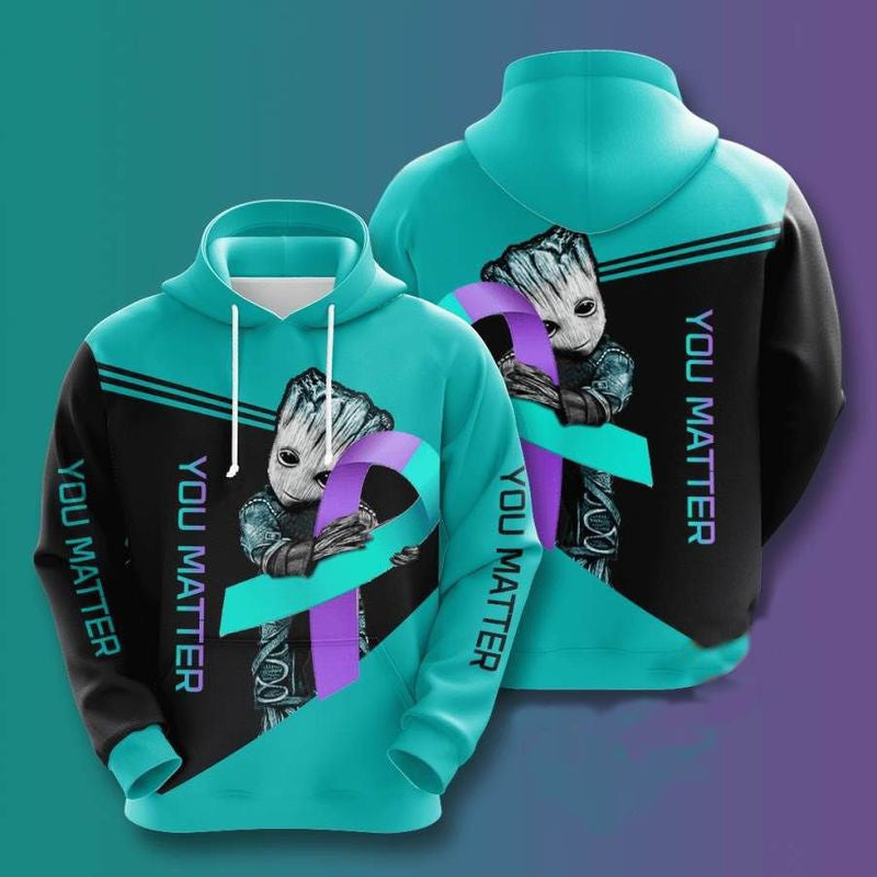 Baby Groot X Suicide Prevention Awareness 3d Hoodie Zip Hoodie
