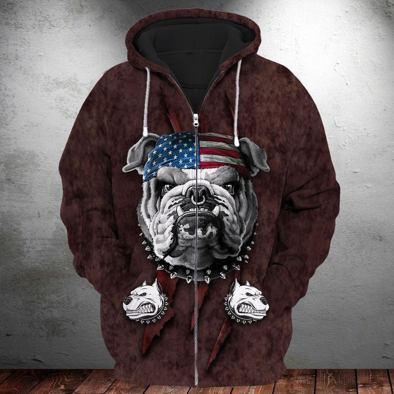 Bull Dog 4th Of July Independence Day For Men And Women 3d Hoodie Zip Hoodie