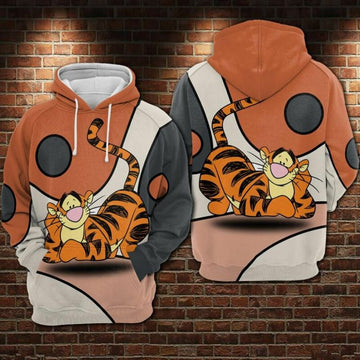 Tigger Cartoon Winnie The Pooh 5 Irish Over Print 3d Hoodie Zip Hoodie