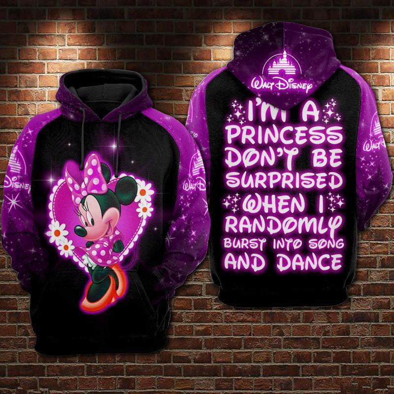 I Am A Disney Princess Minnie Over Print 3d Hoodie Zip Hoodie 489