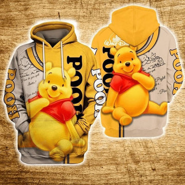 Hoodie Winnie The Pooh Shirt Pooh Dn Logo Cute Yellow White Hoodie