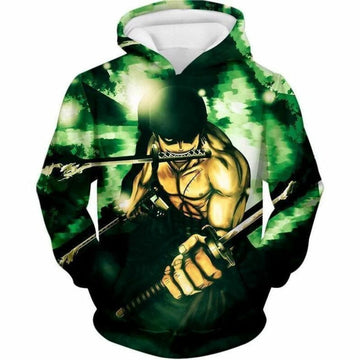 One Piece Straw Hat Swordsman Demon Roronoa Zoro Over Print 3d Hoodie Zip Hoodie