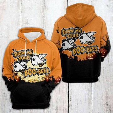 Halloween Hoodie Show Me Your Boo Bees Orange 3d Hoodie Zip Hoodie