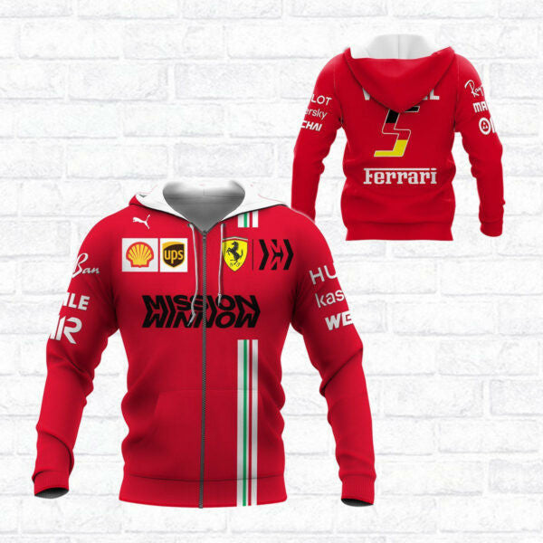 Sebastian Vettel Ferrari Racing Car F1 7k983 Fan Gift 3d Zip Hoodie Hoodie Ii0 2725