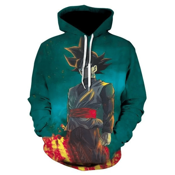Goku Cartoon Dragon Ball Anime Manga Dark Green Over Print 3d Hoodie Zip Hoodie