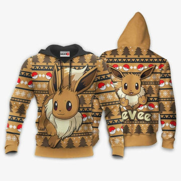 Eevee Anime Pokemon Manga Eevee Ugly Christmas Sweater 1k749 Fan Gift Stylist Unisex Cartoon Graphic Outfits Aop 3d Hoodie, Zip Hoodie 716