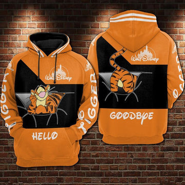 Tigger Hello And Goodbye Winnie The Pooh Over Print 3d Hoodie Zip Hoodie