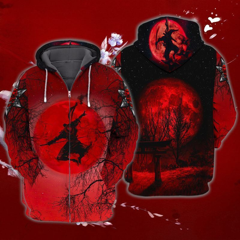 Red Moon Shinobi For Men And Women 3d Hoodie Zip Hoodie