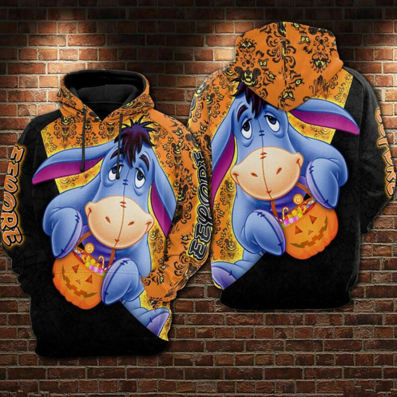 Halloween Eeyore With Candy Basket Hoodie Winnie The Pooh 3d Hoodie Zip Hoodie
