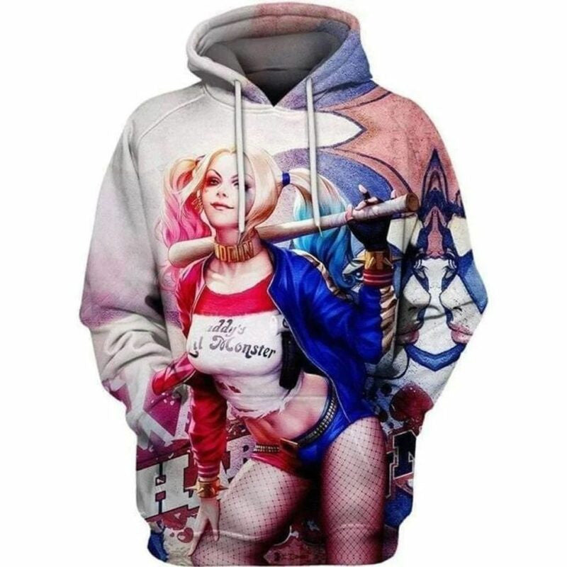 Harley Quinn Rebellion Dc Over Print 3d Hoodie Zip Hoodie