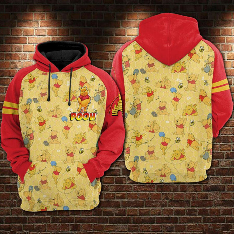 Winnie The Pooh Honey Pattern 3d Hoodie Zip Hoodie
