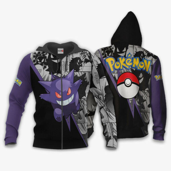 Gengar Anime Pokemon Manga 1k774 Fan Gift Stylist Unisex Cartoon Graphic Outfits Aop 3d Hoodie, Zip Hoodie 1131