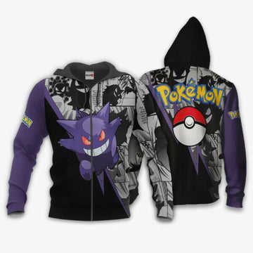 Gengar Anime Pokemon Manga 1k774 Fan Gift Stylist Unisex Cartoon Graphic Outfits Aop 3d Hoodie, Zip Hoodie 1131