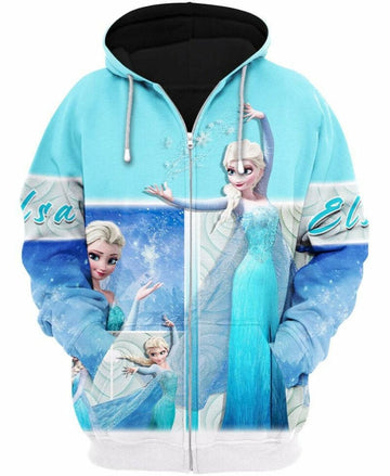 Disney Princess Elsa Frozen 3d Hoodie Zip Hoodie