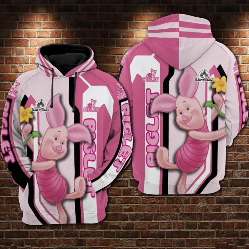 Piglet Cartoon Winnie The Pooh Movies Disney 1 Over Print 3d Hoodie Zip Hoodie