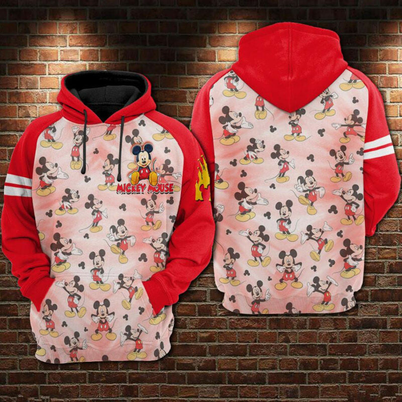 Disney Mickey Mouse Red Pattern 3d Hoodie Zip Hoodie