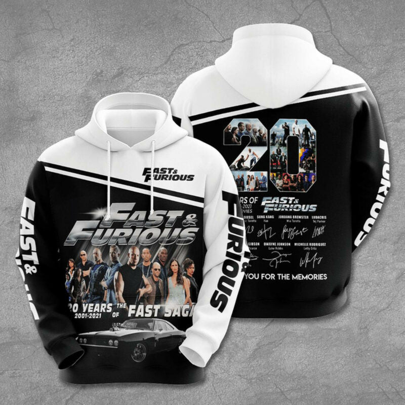 Fast And Furious 20 Years Anniversary 3d Hoodie Zipper Hoodie