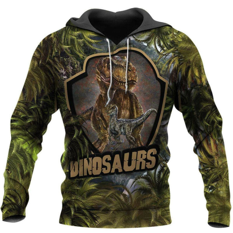 Dinosaurs In The Jungle Green 3d Hoodie Zip Hoodie