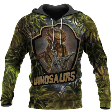 Dinosaurs In The Jungle Green 3d Hoodie Zip Hoodie