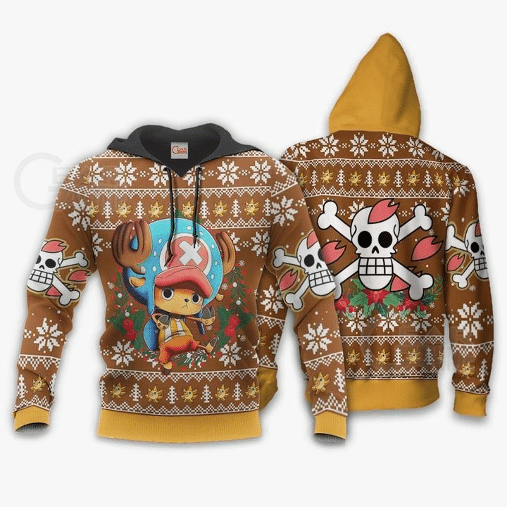 Tony Tony Chopper Ugly Christmas One Piece Anime Manga For Men And Women 3d Hoodie Zip Hoodie