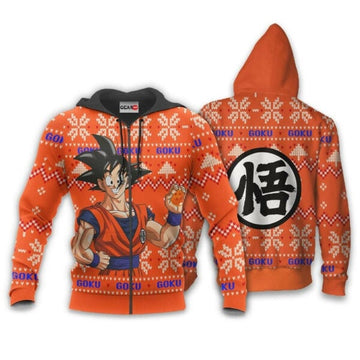 Goku Ugly Christmas Dragon Ball Z Anime 1k335 Fan Gift Stylist Unisex Cartoon Graphic Outfits Aop 3d Hoodie, Zip Hoodie 1448